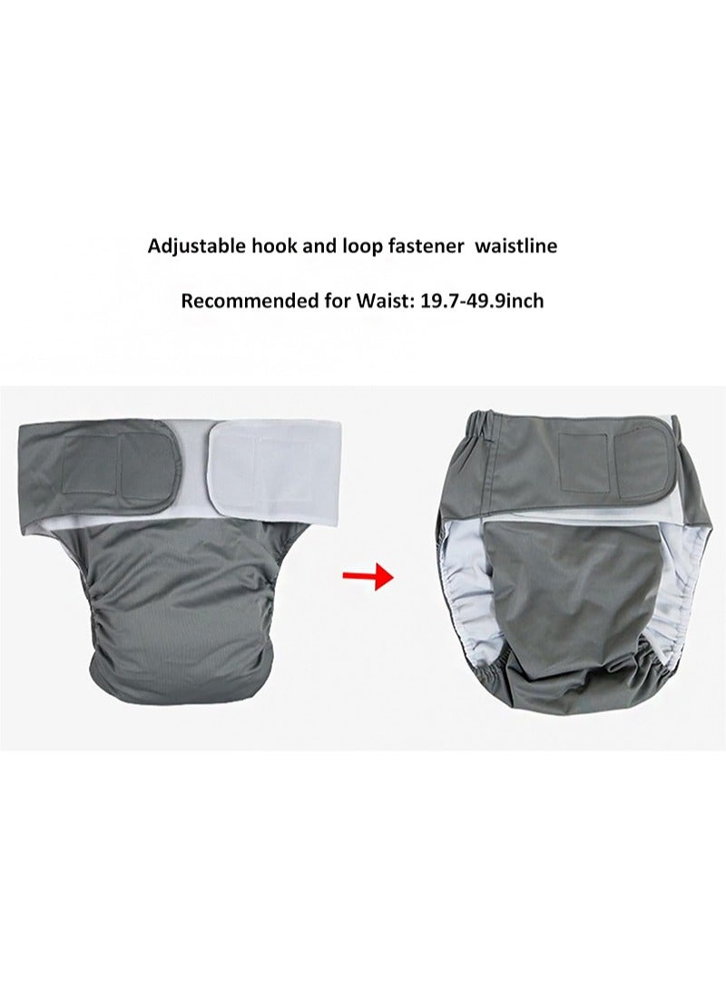 Aikanbo Adults Diapers Reusable Adult Nappy Washable Adjustable Large Diaper for Women，Men Bariatric，Seniors，Patients Incontinence Care（Grey，Includes One Washable Changing Mat) - Image 4