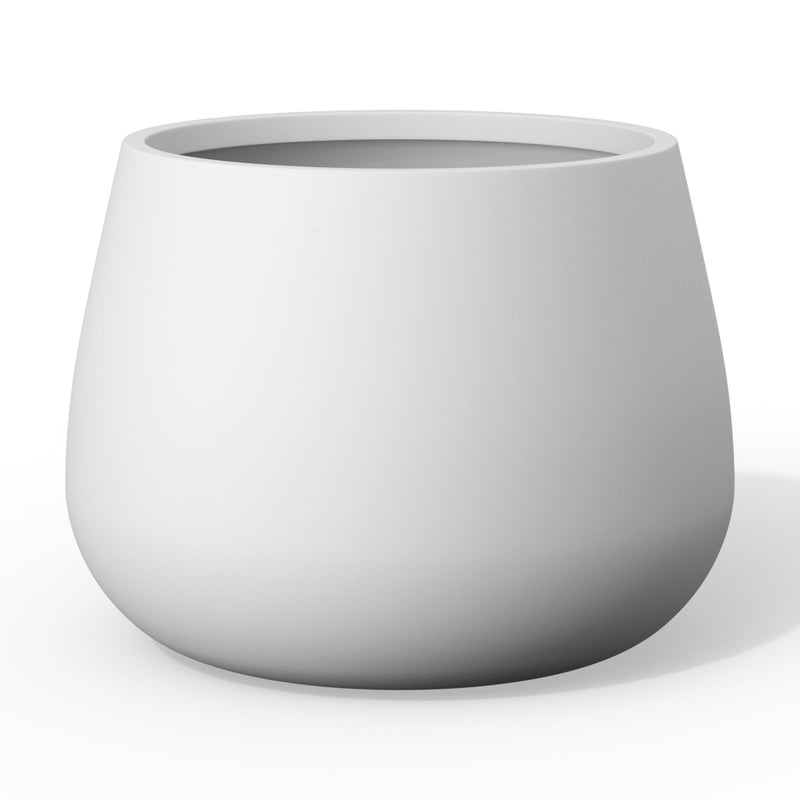 Kante Curva Series Planter, 14.8 Inch Round Concrete Garden Pot with Draiange Hole and Rubber Plug, Suitable for Indoor Plants, Home, Garden, Patio, White - Image 1