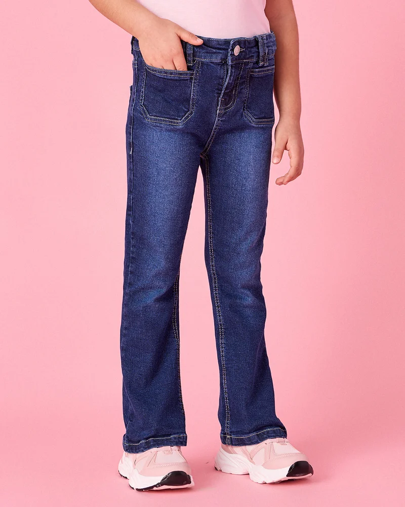 Redtag Girls Blue Plain Flared Jeans
