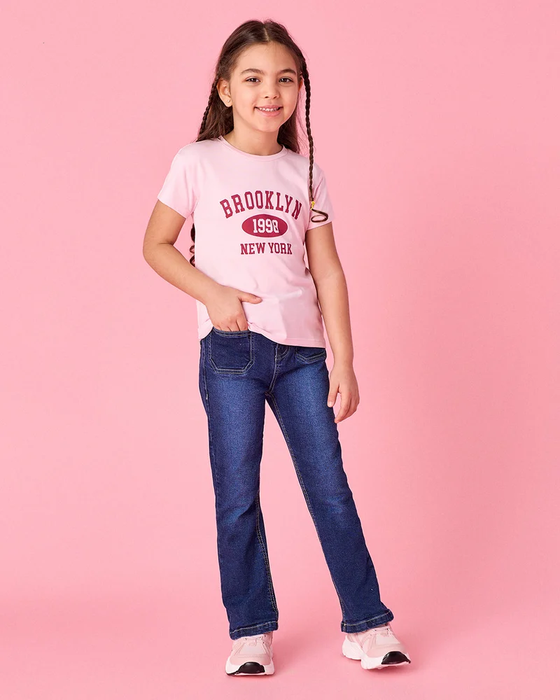 Redtag Girls Blue Plain Flared Jeans