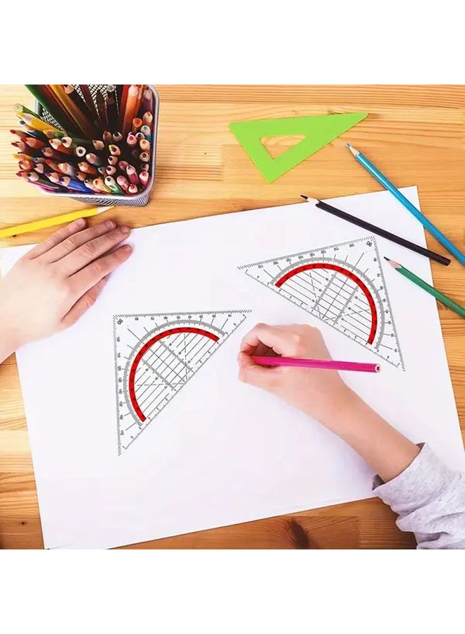 2pcs Transparent Plastic Geometric Protractor with 30 60 90 Angles for Designers Office Drawing - Image 2
