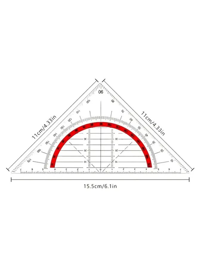 2pcs Transparent Plastic Geometric Protractor with 30 60 90 Angles for Designers Office Drawing - Image 5