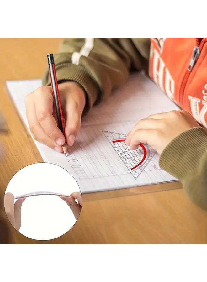 2pcs Transparent Plastic Geometric Protractor with 30 60 90 Angles for Designers Office Drawing - Image 3