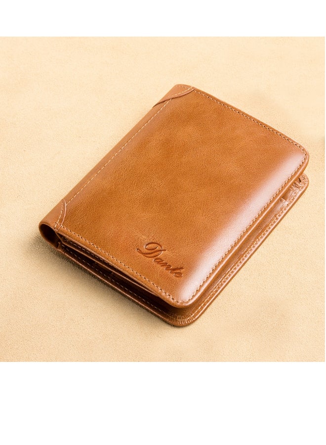 Dante Men's Wallet Vertical Top Layer Cowhide Anti-theft Card Demagnetization Genuine Leather Wallet  - Image 1