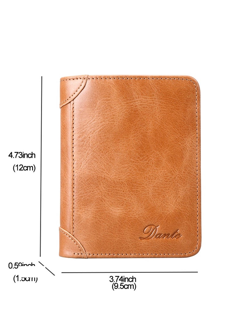 Dante Men's Wallet Vertical Top Layer Cowhide Anti-theft Card Demagnetization Genuine Leather Wallet  - Image 4