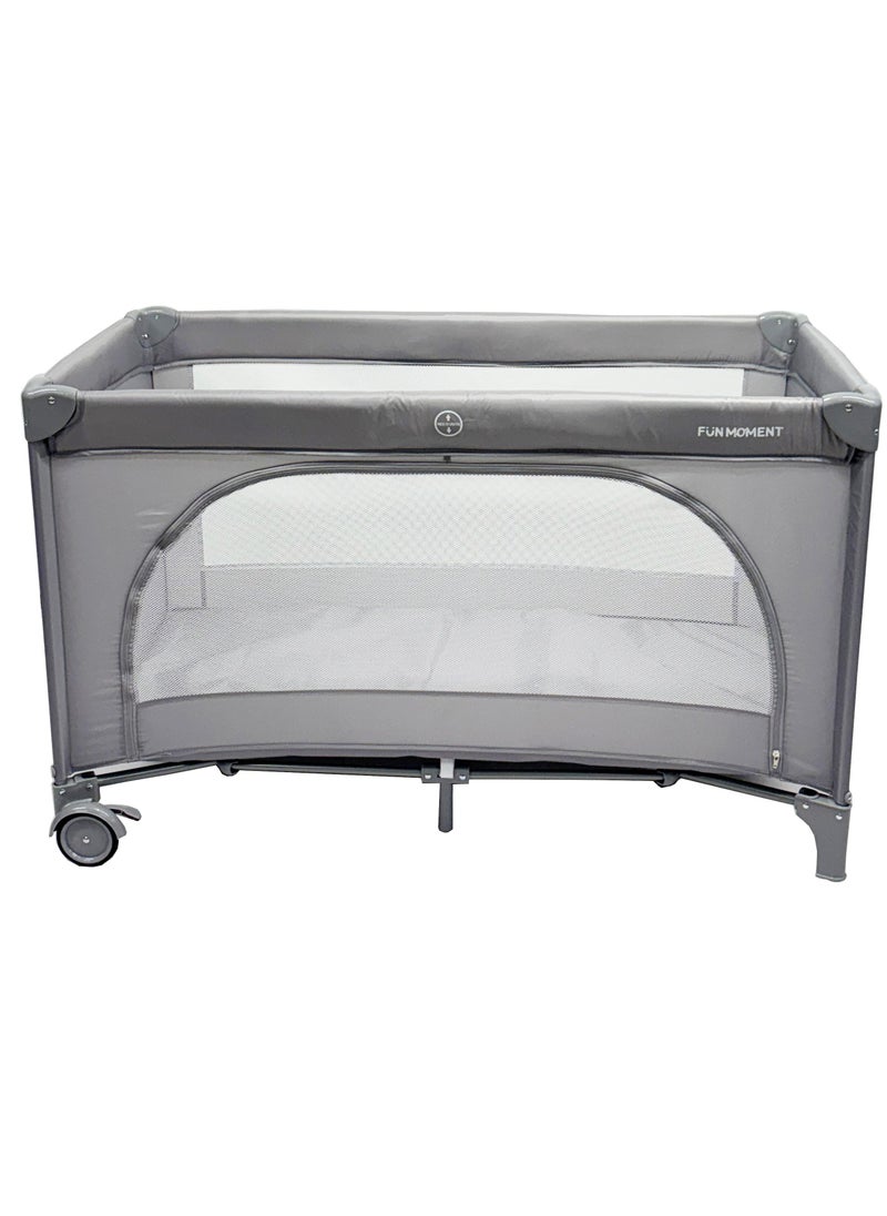 FUN MOMENT Baby Cot And Folding Bed, Grey  - Image 3