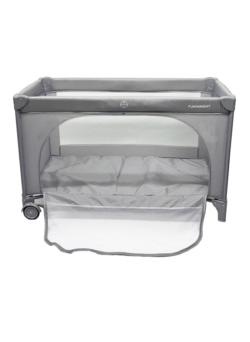 FUN MOMENT Baby Cot And Folding Bed, Grey  - Image 2
