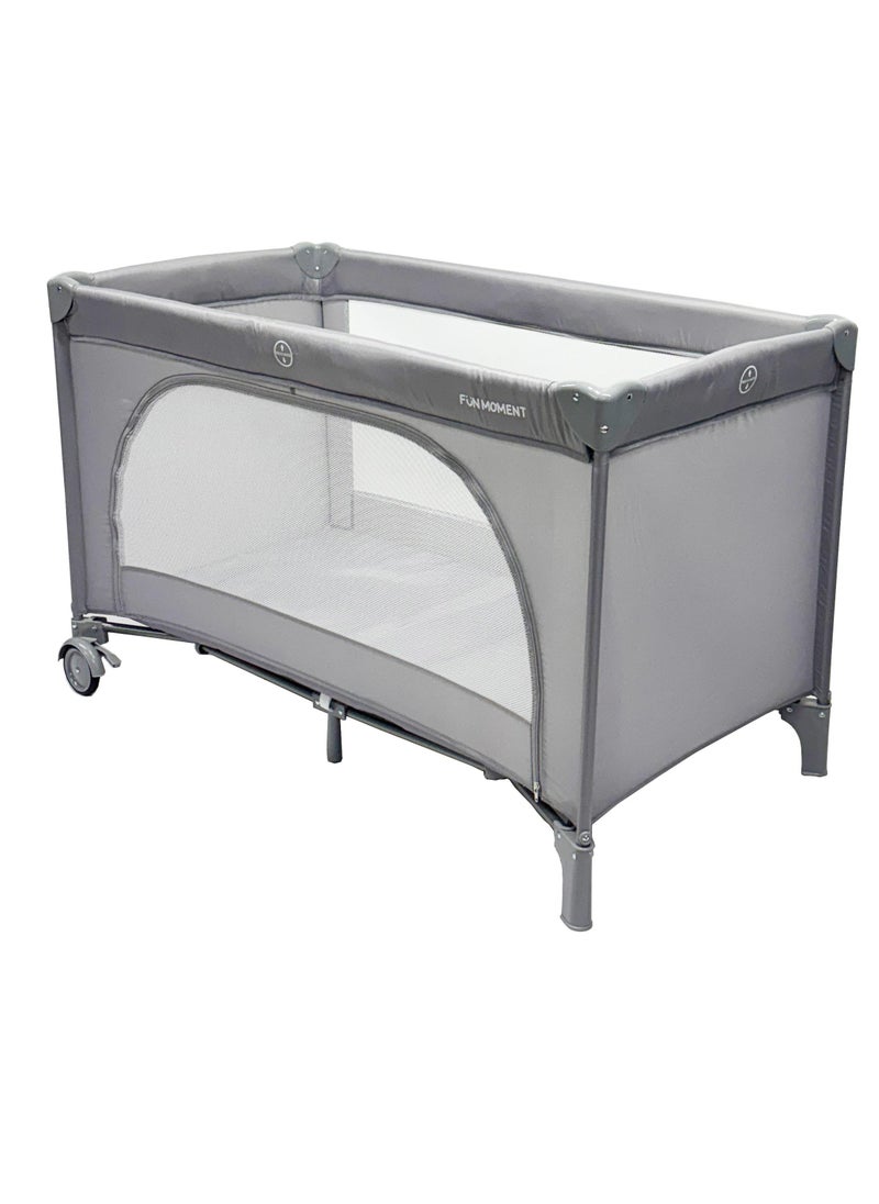 FUN MOMENT Baby Cot And Folding Bed, Grey  - Image 1