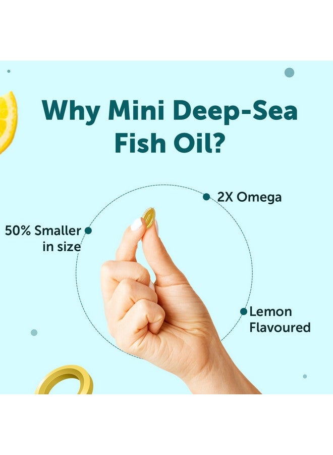 Neuherbs Neuherbs Mini Deep Sea Omega 3 Fish Oil Capsule 1000 Mg - 10 Softgels (Pack Of 2) For Men & Women|2X Omega 3 With 360 Mg Epa & 240 Mg Dha|Fish Oil Capsules With Vitamin D3 & E - Lemon Flavour,2 Count  - Image 2