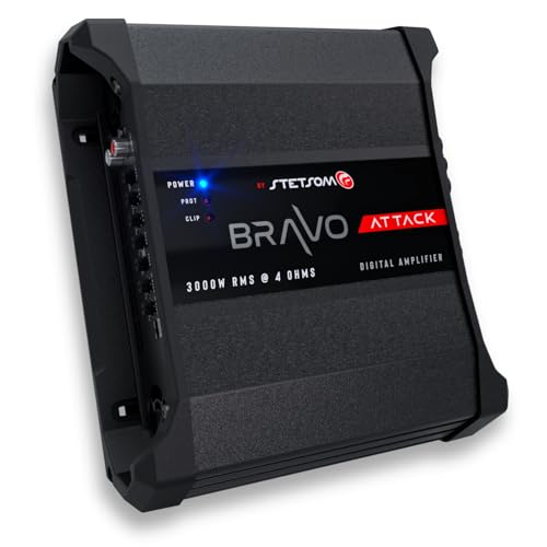 Stetsom Bravo Attack 3000 4 Ohms Mono Car Amplifier, 3000.1 3K Watts RMS, 4Ω Stable Car Audio, Full Range HD Sound Quality, 3000x1, Crossover & Bass Boost, Car Stereo Speaker MD, Smart Coolers - Image 2