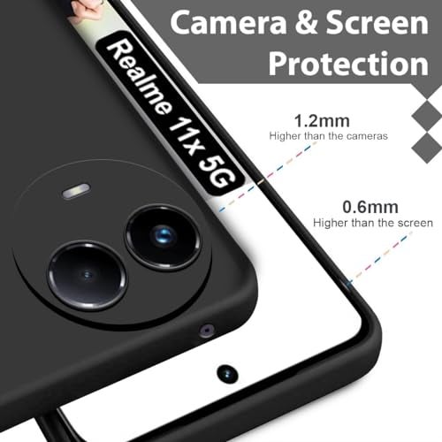 SHINESTAR Liquid Silicone Realme 11 / 11x 5G / Narzo 60x 5G Case Cover | Microfiber Inside | 360 Degree Camera Protection Bump Back Case Cover for Realme 11 / 11x 5G / Narzo 60x 5G - Black - Image 2