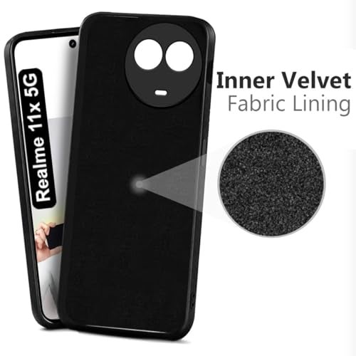 SHINESTAR Liquid Silicone Realme 11 / 11x 5G / Narzo 60x 5G Case Cover | Microfiber Inside | 360 Degree Camera Protection Bump Back Case Cover for Realme 11 / 11x 5G / Narzo 60x 5G - Black - Image 3