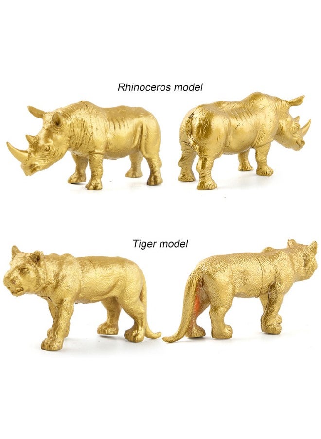 lelewu 8-Piece Simulation Golden Animal Model Set, High Quality Solid Animal Toy, Mini Gold Animal Toys, Animal Educational Toys Set, Hand Painted Animals Toy, Cake Toppers Birthday Gift for Kids Toddlers  - Image 3