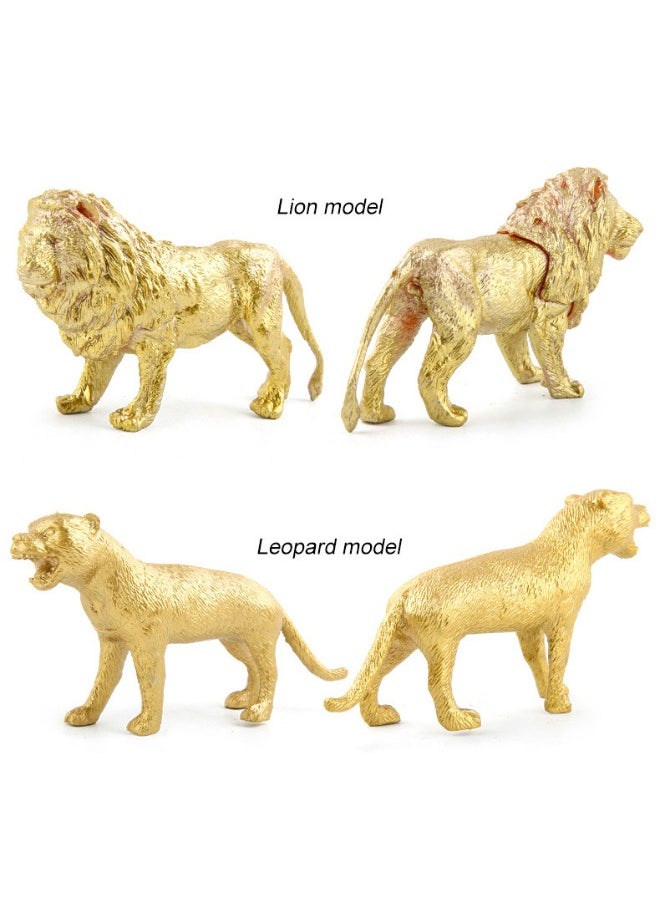 lelewu 8-Piece Simulation Golden Animal Model Set, High Quality Solid Animal Toy, Mini Gold Animal Toys, Animal Educational Toys Set, Hand Painted Animals Toy, Cake Toppers Birthday Gift for Kids Toddlers  - Image 2