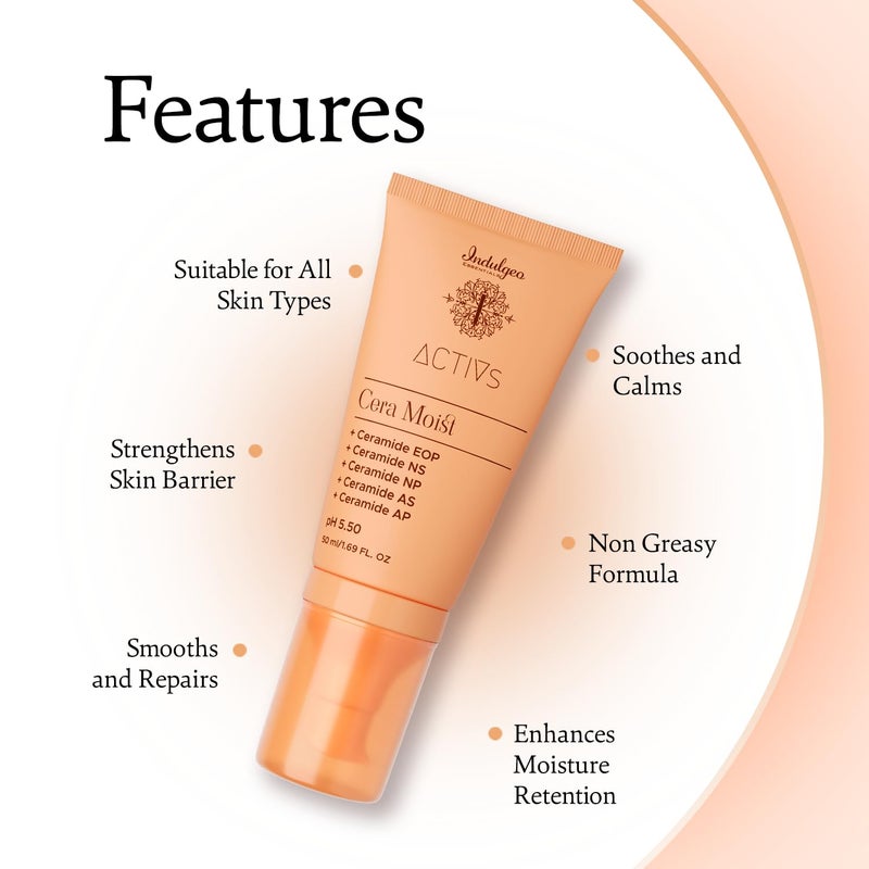 INDULGEO ESSENTIALS Cera Moist Ceramide Calming Skin Cream Moisturizer 1 Iactive 50Ml  Face Moisturizer All Types Of Skin Hand Made  Cruelty Free - Image 4