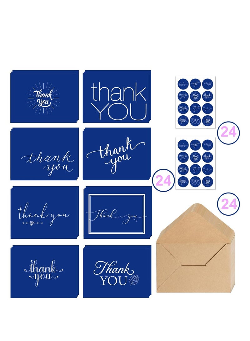 SOLARAE 24 PCS Thank You Cards with Envelopes, Thank You Notes with Envelopes Set for Wedding, Bridal Shower, Baby Shower, Small Business, Teacher, Graduation - Blue - Image 5