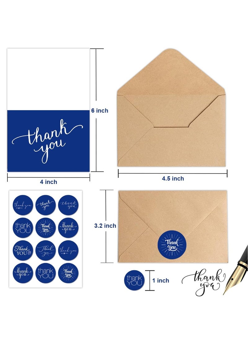 SOLARAE 24 PCS Thank You Cards with Envelopes, Thank You Notes with Envelopes Set for Wedding, Bridal Shower, Baby Shower, Small Business, Teacher, Graduation - Blue - Image 3