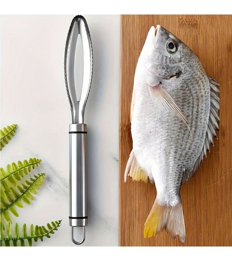 1 Pc Fish Scale Scraper 3 In 1 Stainless Steel Seafood Preparation Tool Includes Scaler Gill Cutter And Garlic Grinder Durable Kitchen Gadget - Image 3