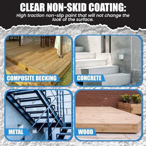 Slip Doctors Tuff Grip Clear Non-Skid Paint for Ramps, Floors, Decks & Stairs – Textured Anti-Slip Grip Coating for Slip Resistant Traction (One Pack) - Image 5