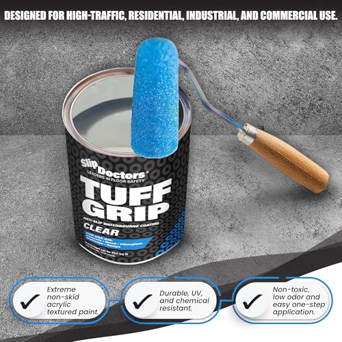 Slip Doctors Tuff Grip Clear Non-Skid Paint for Ramps, Floors, Decks & Stairs – Textured Anti-Slip Grip Coating for Slip Resistant Traction (One Pack) - Image 4