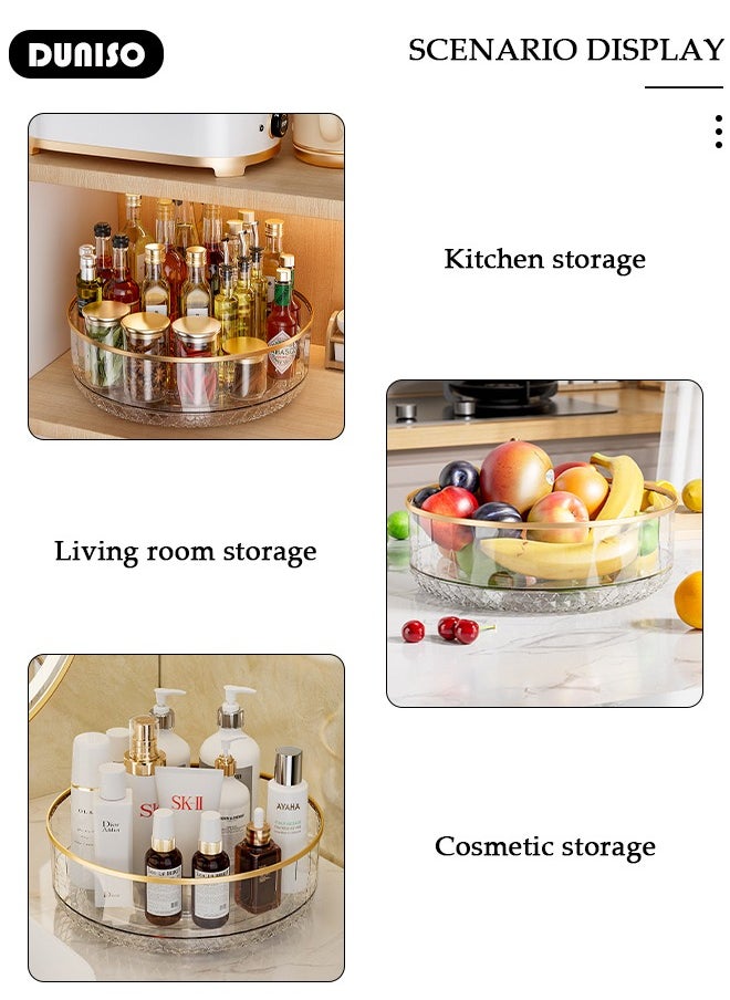 DUNISO Spice Organizer Cabinet Kitchen Organizer 360 Rotating Spice Rack Turntable Shelf Counter Top,Fridge Table Makeup Organiser Spinning Spice Rack Organizer for Cabinet Kitchen  - Image 3