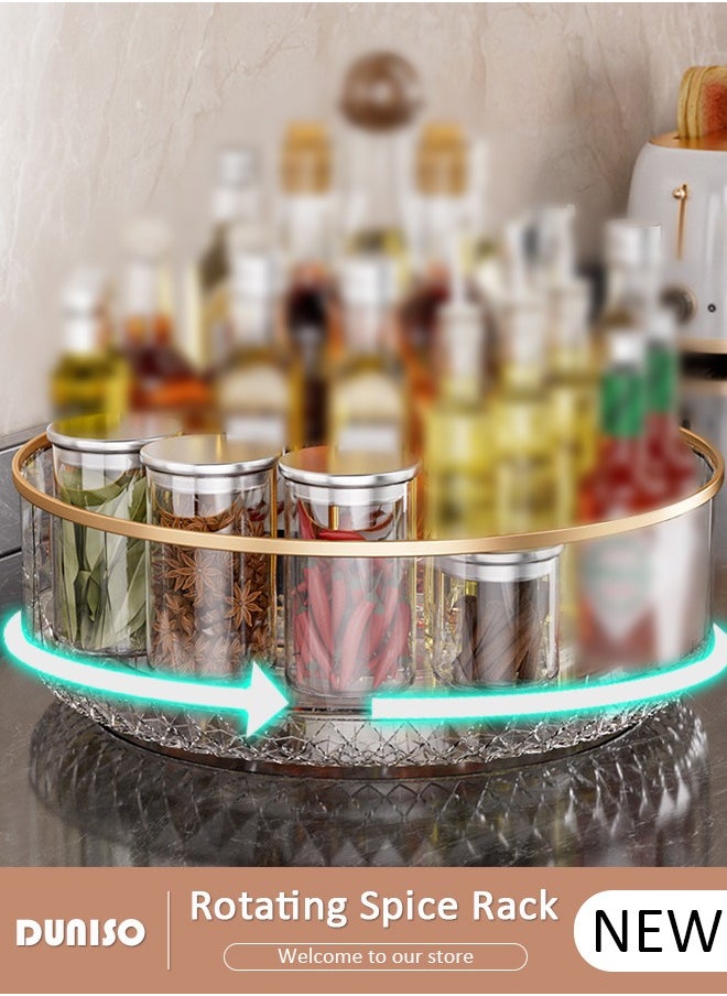 DUNISO Spice Organizer Cabinet Kitchen Organizer 360 Rotating Spice Rack Turntable Shelf Counter Top,Fridge Table Makeup Organiser Spinning Spice Rack Organizer for Cabinet Kitchen  - Image 1