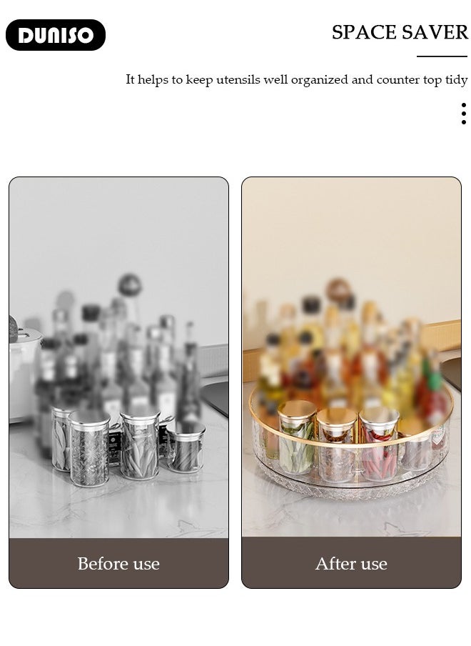 DUNISO Spice Organizer Cabinet Kitchen Organizer 360 Rotating Spice Rack Turntable Shelf Counter Top,Fridge Table Makeup Organiser Spinning Spice Rack Organizer for Cabinet Kitchen  - Image 2