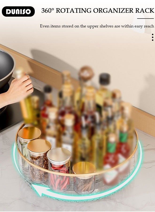 DUNISO Spice Organizer Cabinet Kitchen Organizer 360 Rotating Spice Rack Turntable Shelf Counter Top,Fridge Table Makeup Organiser Spinning Spice Rack Organizer for Cabinet Kitchen  - Image 5