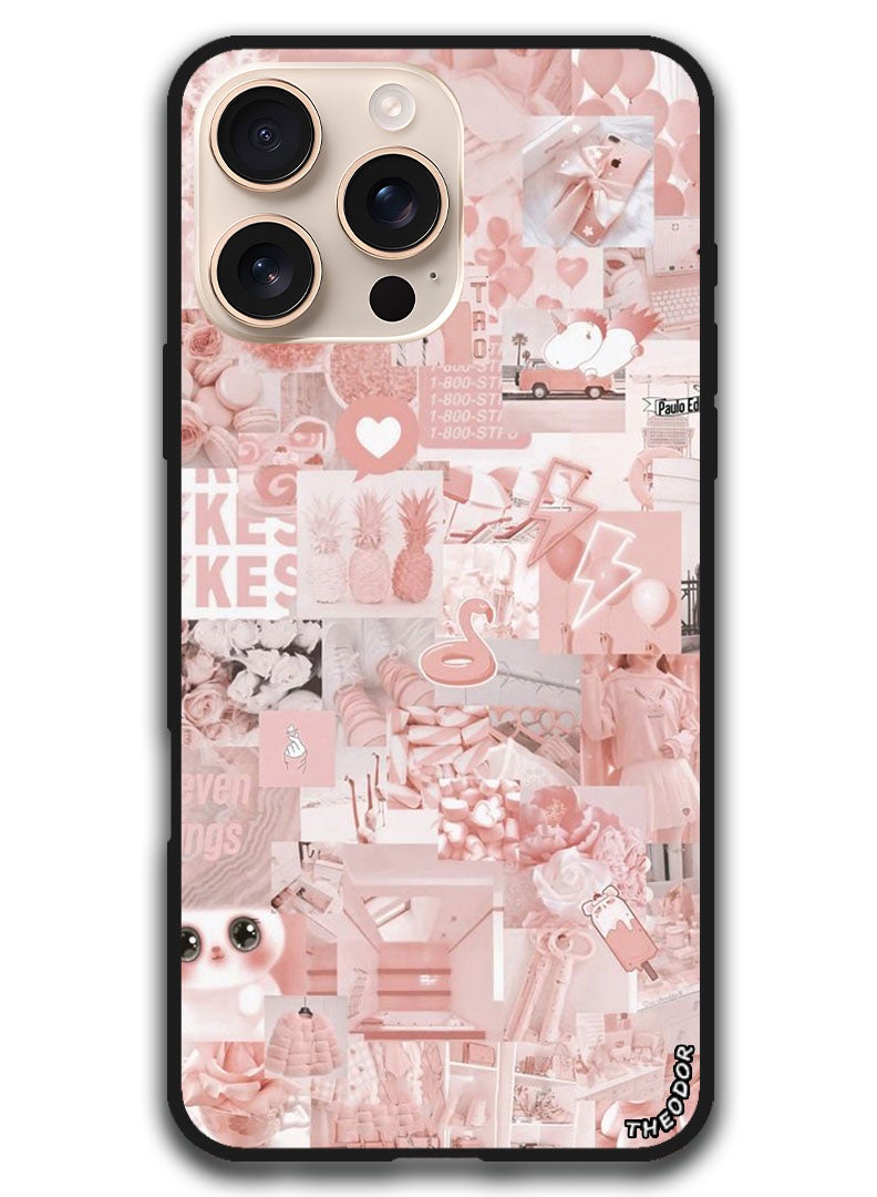 Theodor Protective Case Anti Scratch Shock Proof Bumper Cover For iPhone 16 Pro (6.3)-inch Pink Asthetic - Image 1