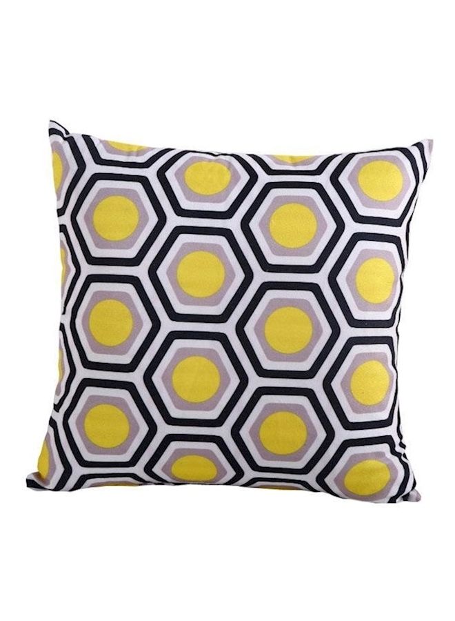 NIBEMINENT Abstract Art Design Cushion Cover linen White/Black/Yellow 45x45cm - Image 1
