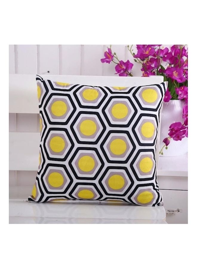 NIBEMINENT Abstract Art Design Cushion Cover linen White/Black/Yellow 45x45cm - Image 2