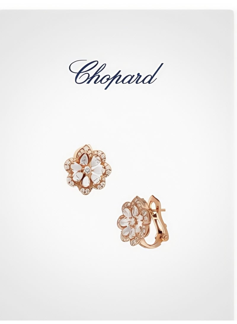 شوبارد الدانتيل مجوهرات فاخرة الماس 18 قيراطا أقراط من الذهب الوردي هدية سيدة الزفاف - Image 2