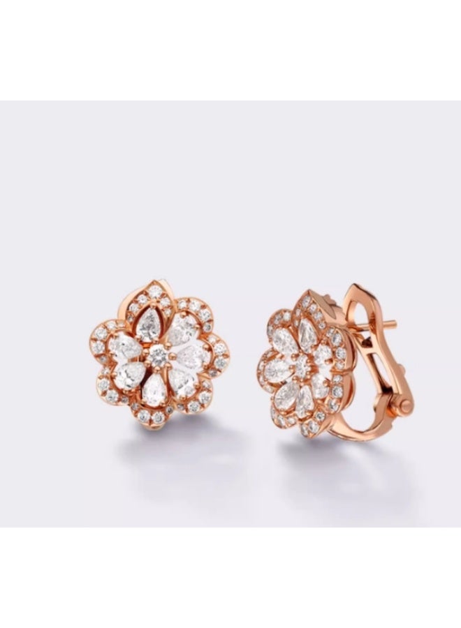 شوبارد الدانتيل مجوهرات فاخرة الماس 18 قيراطا أقراط من الذهب الوردي هدية سيدة الزفاف - Image 4