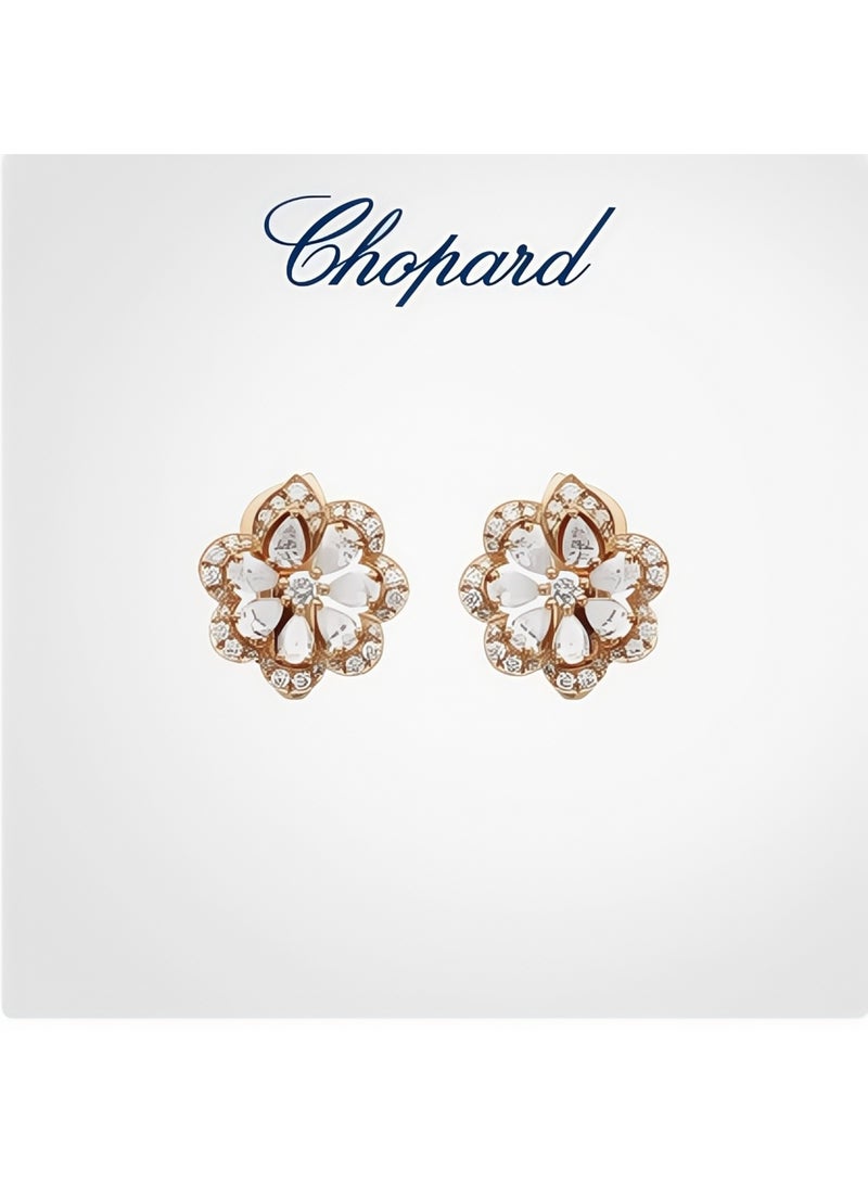 شوبارد الدانتيل مجوهرات فاخرة الماس 18 قيراطا أقراط من الذهب الوردي هدية سيدة الزفاف - Image 1