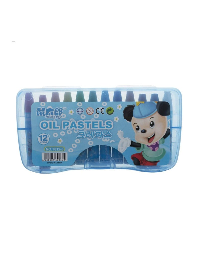 Oil pastel crayons set of 12 colors - bright and soft colors for children