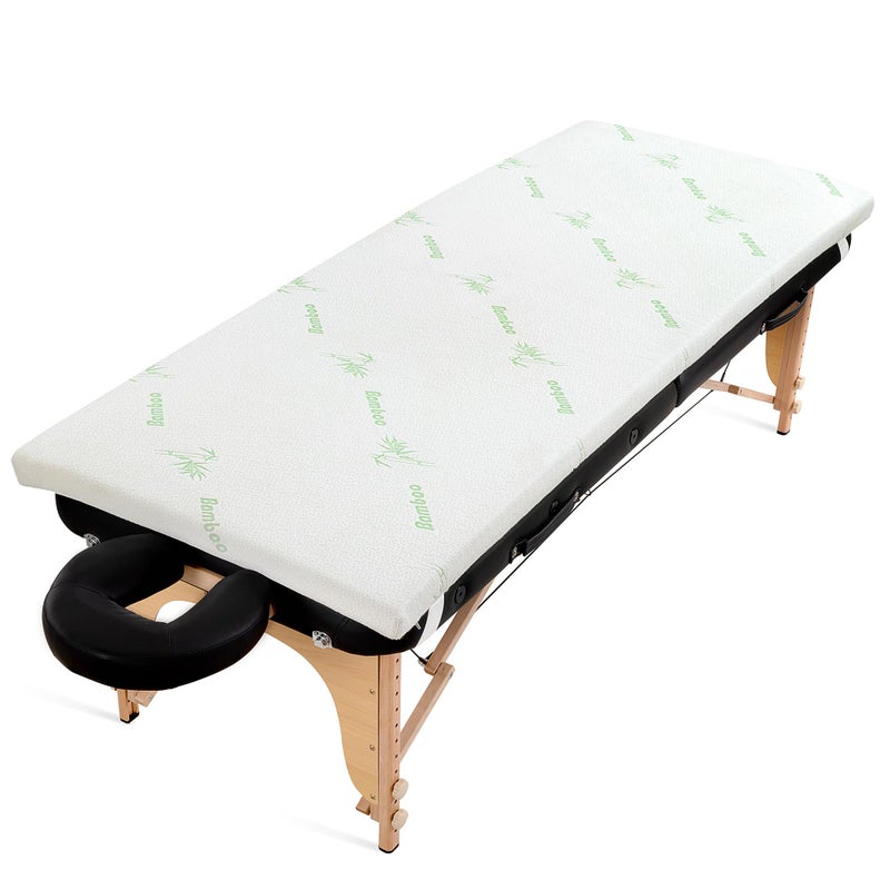 HOMBYS Memory Foam Massage Bed Mattress Topper with Cooling Rayon Derived from Bamboo Cover Lash Bed Table Mattress Topper with Elastic Bands Cushion Only White 73 x 24