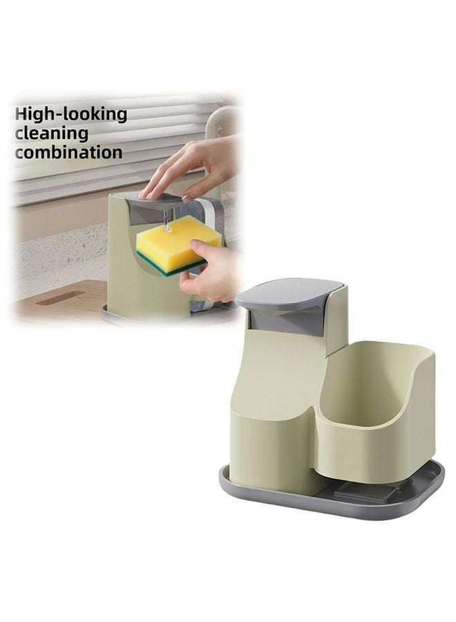 Gray Press Type Kitchen Detergent Dispenser With Storage Rack One Touch Lever - Image 1