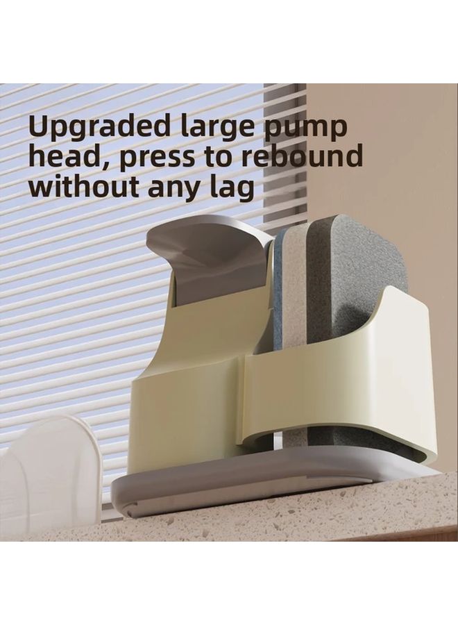 Gray Press Type Kitchen Detergent Dispenser With Storage Rack One Touch Lever - Image 5