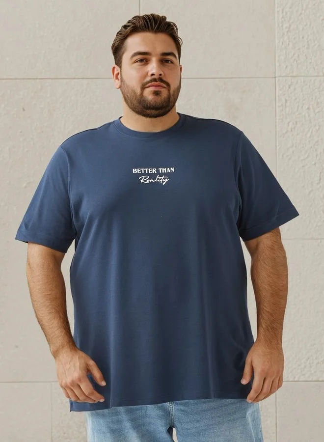 سبلاش فيڤ تيشيرت بطباعة شعار مقاس كبير