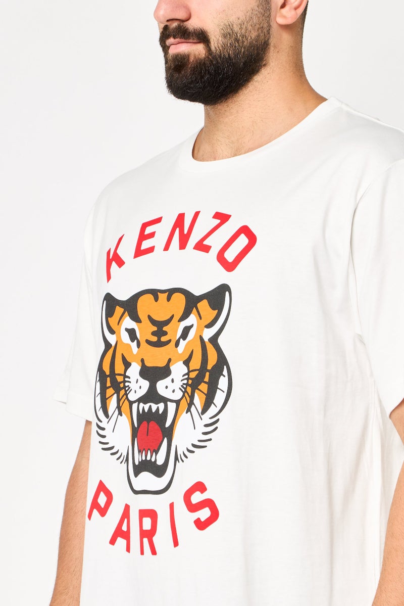 Kenzo تي شيرت رجالي بأكمام قصيرة وياقة دائرية بطباعة جرافيك، أبيض - Image 3