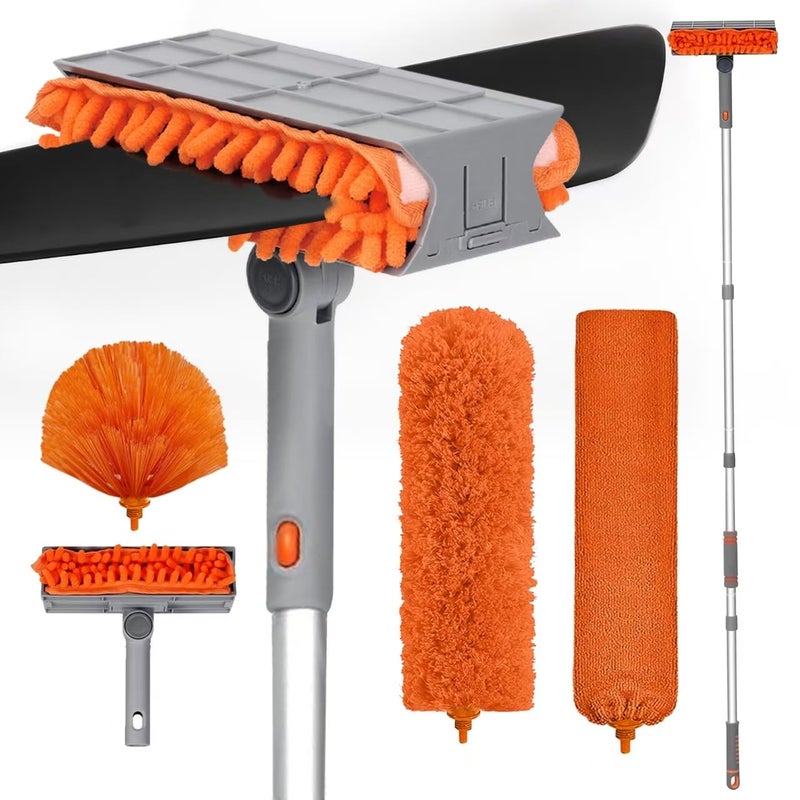 MNWHUC Ceiling Fan Cleaner Duster with 72â€˜â€™ Extendable Long Handle Cleaning Duster Kit, Reusable Chenille & Microfiber Mop Head for High Ceiling Fan Blade Wall Blinds Cobweb - Image 1