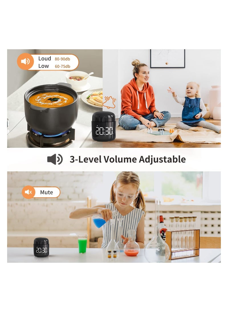SYOSI - SYOSI Digital Timer, Rotary Countup Timer with Large LED Display Volume Adjustment, Timer for Cooking, Classroom Time for Kids and Teachers. (Black) - Image 1