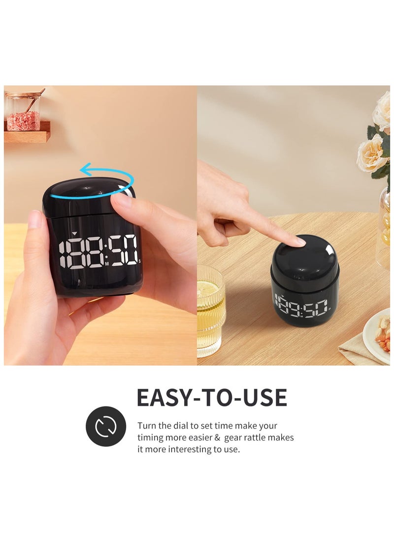 SYOSI - SYOSI Digital Timer, Rotary Countup Timer with Large LED Display Volume Adjustment, Timer for Cooking, Classroom Time for Kids and Teachers. (Black) - Image 1