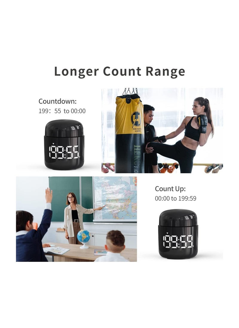 SYOSI - SYOSI Digital Timer, Rotary Countup Timer with Large LED Display Volume Adjustment, Timer for Cooking, Classroom Time for Kids and Teachers. (Black) - Image 1