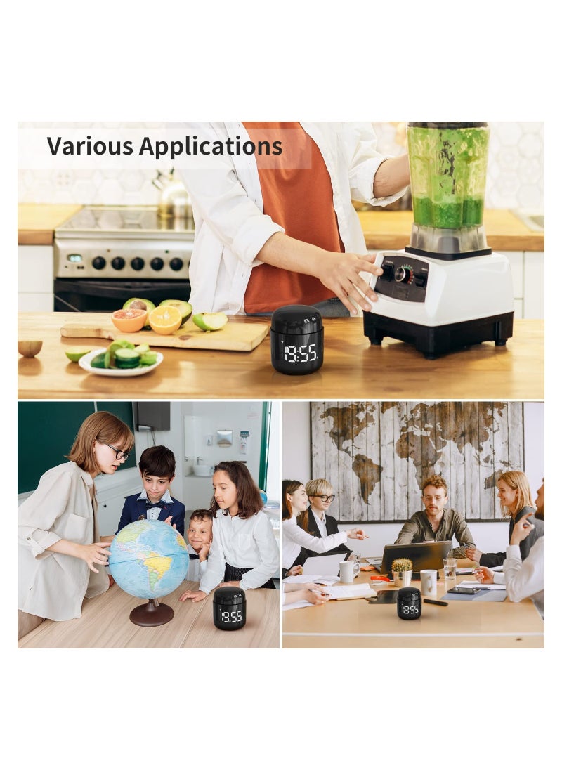 SYOSI - SYOSI Digital Timer, Rotary Countup Timer with Large LED Display Volume Adjustment, Timer for Cooking, Classroom Time for Kids and Teachers. (Black) - Image 1