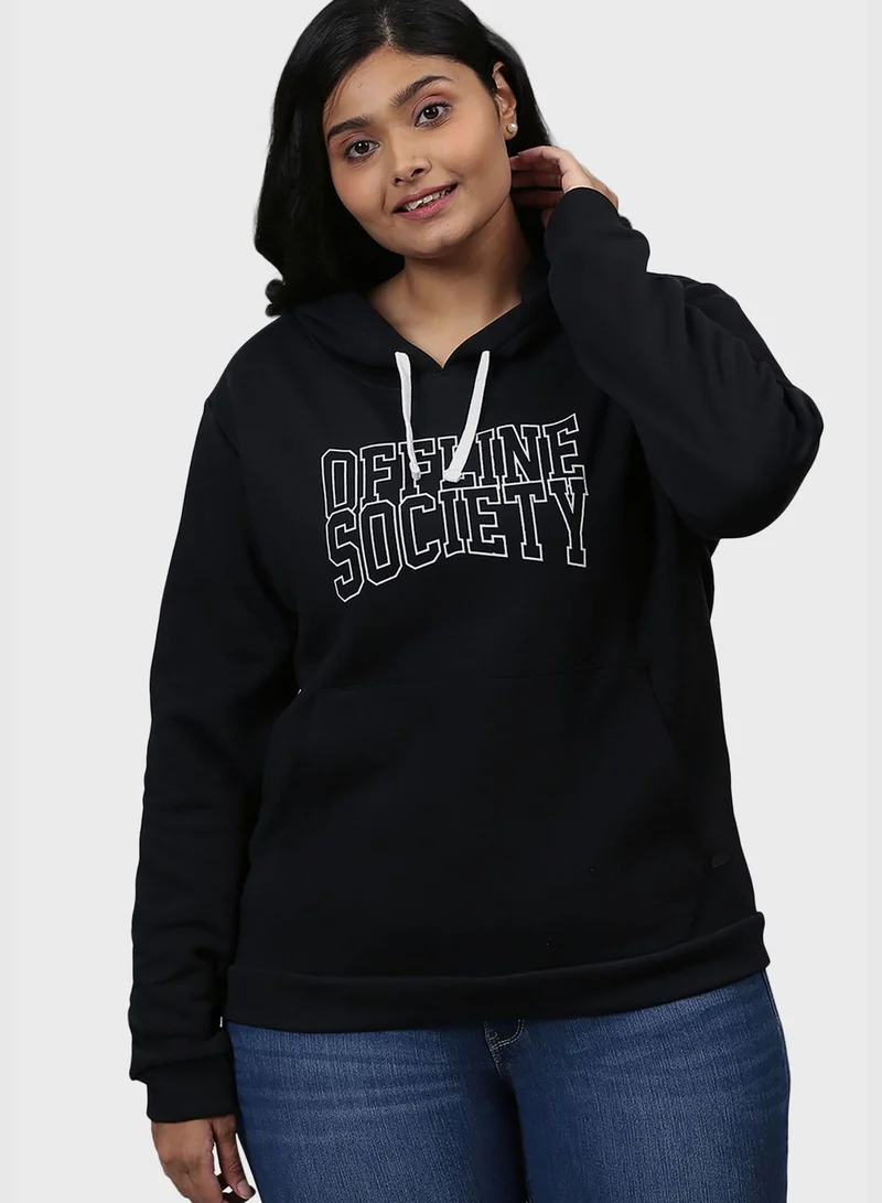 Instafab Plus Front Pocket Printed Hoodie