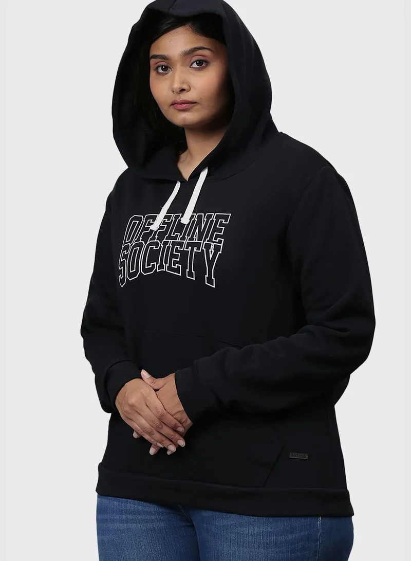 Instafab Plus Front Pocket Printed Hoodie