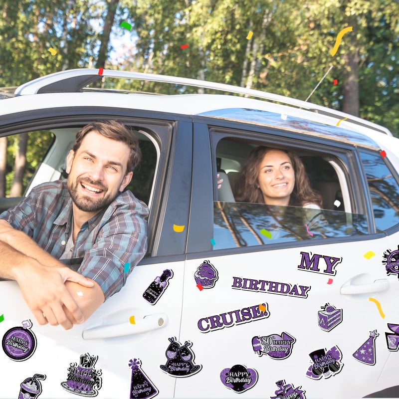 Wayyogh My Birthday Cruise Door Magnets Decorations,Purple Silver Black Happy Birthday Cruise Ship Door Decor Magnetic for Women Men Girls Boys Anniversary Party Supplies Door Refrigerator Fridge Car Kitchen - Image 4