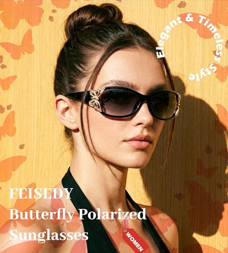 FEISEDY Trendy Polarized Y2K Sunglasses Wrap Around Butterfly Design Fashion Sunnies UV400 Protection B0078 - Image 3