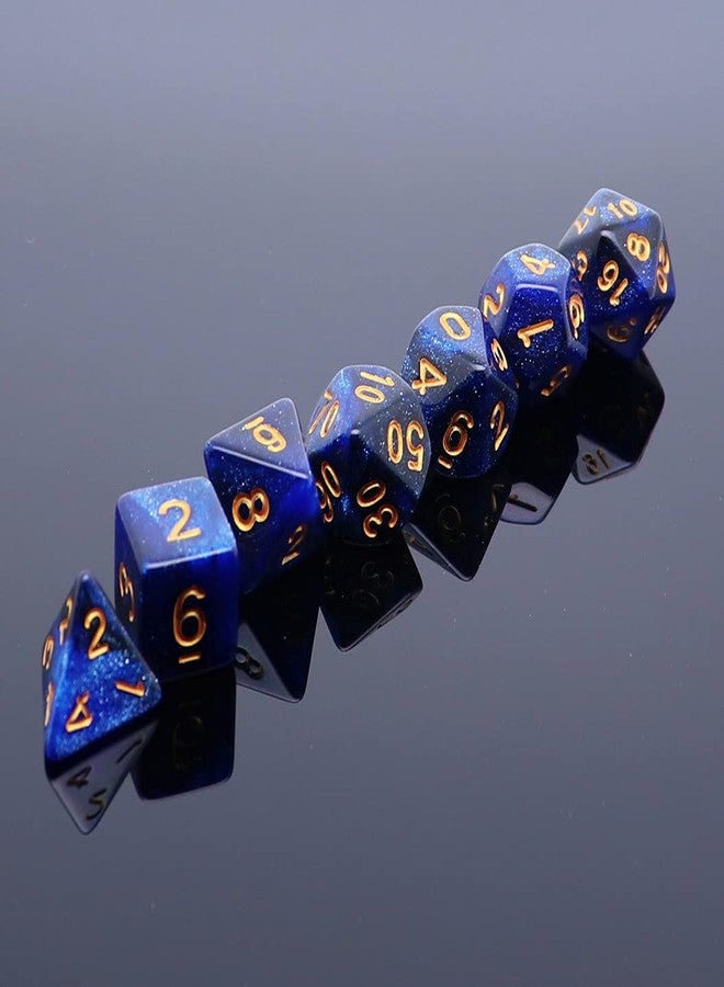 CREEBUY DND Dice Set Dark Blue Mix Black Nebula Dice for Dungeon and Dragons D&D RPG Role Playing Games 7Pcs Polyhedral Dice with Dice Bag - Image 4